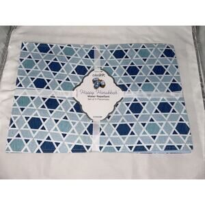 NEW COLORDRIFT HANUKKAH PLACEMATS STAR OF DAVID MENORAH WATER REPELLENT SET/4